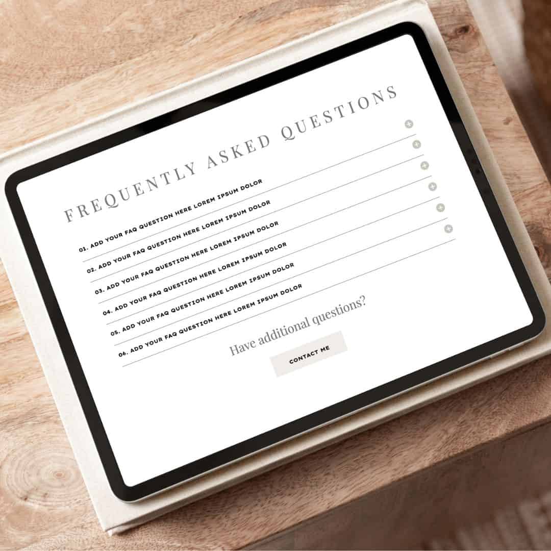 FAQ Template on a tablet